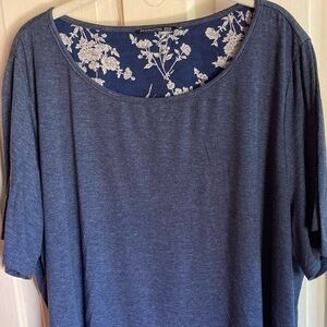 Blue and floral blouse